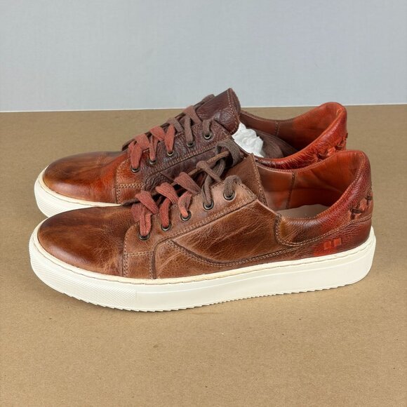 Bed Stu Azeli Leather Sneakers Womens 7 Brown Rust Low Top Lace Up Casual - Picture 9 of 9